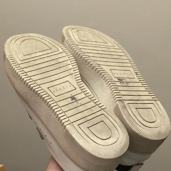 Sandro White Leather Velcro Sneakers - Picture 7 of 10